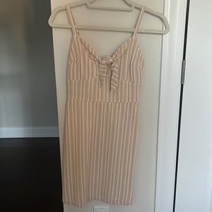 Hollister XS Beige + White striped sheath dress